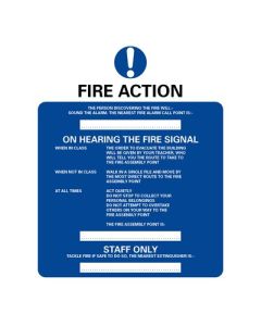 Fire Action' School Use Sign Self Adhesive