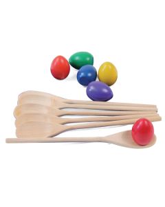 Coloured Egg and Spoon Set of 6