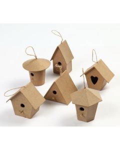 Papier Mache Birdhouse Pack of 6