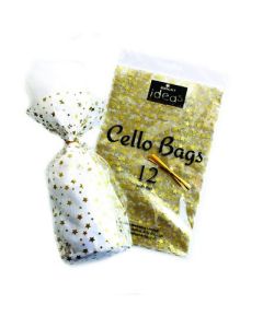 Cellophane Bags Gold Stars Pack 12