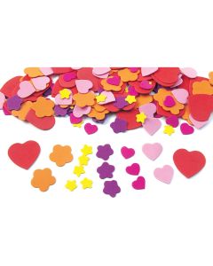Hearts & Flowers Foam Shapes 150 Pieces