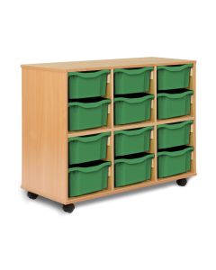 Allsorts 12 Double Tray Beech Unit Green