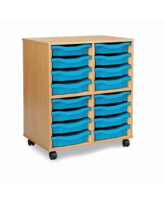 Allsorts 16 Single Tray Beech Unit Cyan