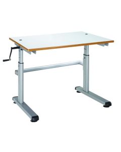 HA200 Sit Stand Desk Blue Edge L700mm Light Grey