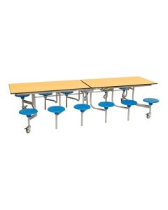 Mobile Fold Rect 12 Grey Table Blue Seats H685mm