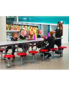 Mobile Fold Rect 12 Grey Table Red Seats H685mm