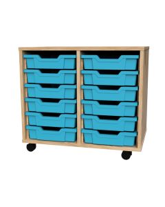 Premium 12 Shallow Tray Oak Unit Cyan