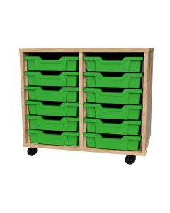Premium 12 Shallow Tray Oak Unit Green