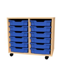 Premium 12 Shallow Tray Beech Unit Blue