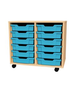 Premium 12 Shallow Tray Beech Unit Cyan