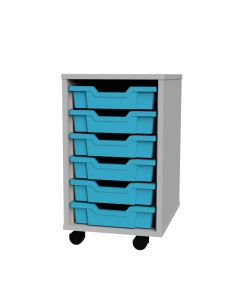Premium 6 Shallow Tray Grey Unit Cyan