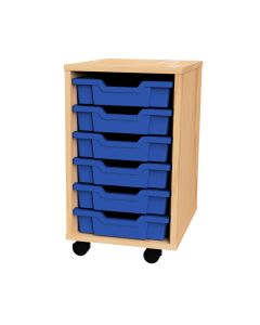 Premium 6 Shallow Tray Beech Unit Blue