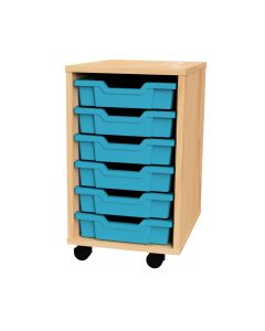 Premium 6 Shallow Tray Beech Unit Cyan