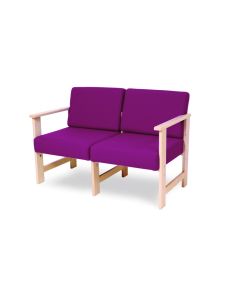 Wooden Easy Seating 2 Seater Arm Chair Raspberry