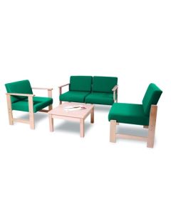 Wooden Easy Seating 2 Seater Arm Chair Turquoise