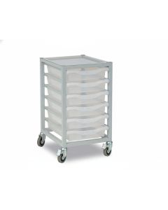 6 Single Tray Science Trolley Grey Frame Clear