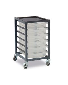 6 Single Tray Trolley Charcoal Frame Clear