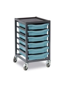 6 Single Tray Trolley Charcoal Frame Metal Blue