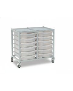 12 Single Tray Science Trolley Grey Frame Clear