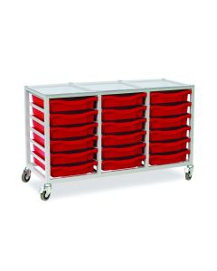 18 Single Tray Science Trolley Grey Frame Red