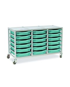 18 Single Tray Science Trolley Grey Frame Metal Blue