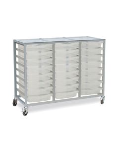 24 Single Tray Science Trolley Grey Frame Clear