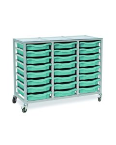 24 Single Tray Science Trolley Grey Frame Metal Blue