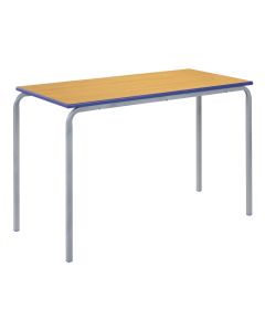 Crush Bent Rectangular Table 120x60x53cm Beech Top Blue Edge