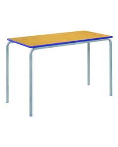Crush Bent Rectangular Table 110x55x53cm Beech Top Blue Edge