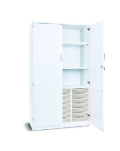 21 Single Tray Storage Cupboard White Clear