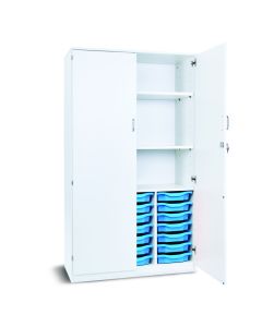 21 Single Tray Storage Cupboard White Cyan