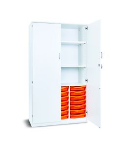 21 Single Tray Storage Cupboard and 2 Adjustable Shelves White Tangerine