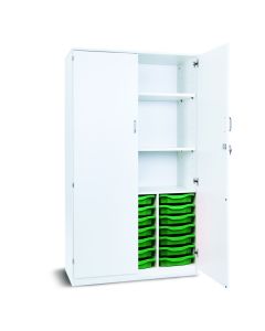 21 Single Tray Storage Cupboard White Green