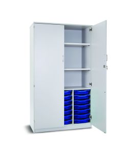 21 Single Tray Storage Cupboard Grey Blue