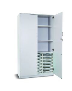 21 Single Tray Storage Cupboard Grey Clear