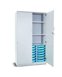 21 Single Tray Storage Cupboard Grey Cyan