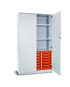 21 Single Tray Storage Cupboard and 2 Adjustable Shelves Grey Tangerine