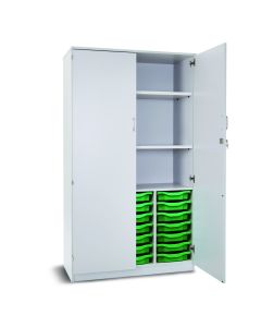 21 Single Tray Storage Cupboard Grey Green