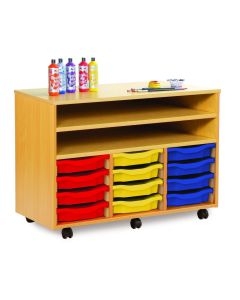12 Single Tray and 2 Shelf Art Storage Unit Maple Kiwi Clear