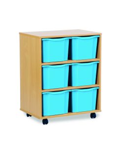 6 Triple Tray Unit Beech Cyan