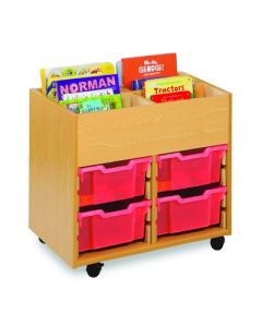 4 Bay Kinderbox Maple Shallow Trays Blueberry Clear