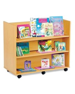 Double Library Unit with two Horizontal Shelves Beech