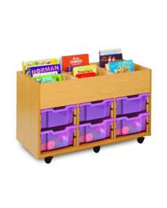 6 Bay Kinderbox Beech Single Trays Clear