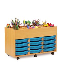 6 Bay Kinderbox Beech Single Trays Cyan