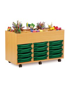 6 Bay Kinderbox Beech Single Trays Green