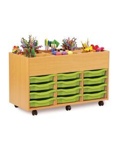 6 Bay Kinderbox Beech Single Trays Lime