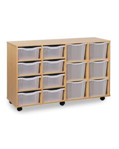 8 Double & 6 Triple Tray Unit Beech Clear