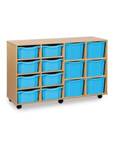 8 Double & 6 Triple Tray Unit Beech Cyan