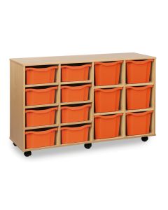 8 Double & 6 Triple Tray Unit Beech Tangerine