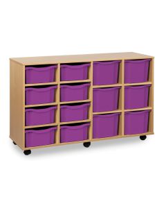 8 Double & 6 Triple Tray Unit Beech Purple